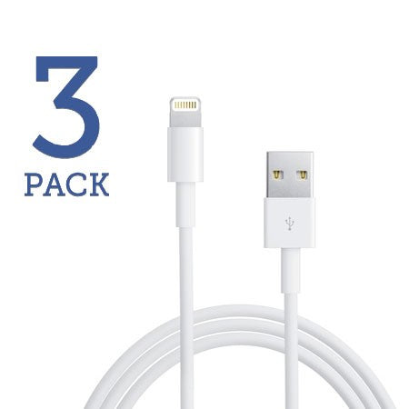 3 PACK: 8 Pin to USB Charge & Data Sync Cables for iPhone 5/6/7 White or Black