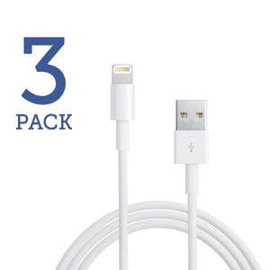 3 PACK: 8 Pin to USB Charge & Data Sync Cables for iPhone 5/6/7 White or Black
