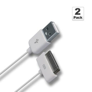 2 PACK: 30 Pin to USB 10 Ft Cable in White