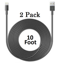 2 PACK: 8 Pin to USB 10 Ft Cable for iPhone 5/6/7 iPad Air (Black)