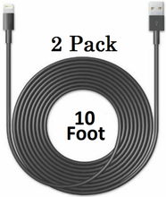 2 PACK: 8 Pin to USB 10 Ft Cable for iPhone 5/6/7 iPad Air (Black)