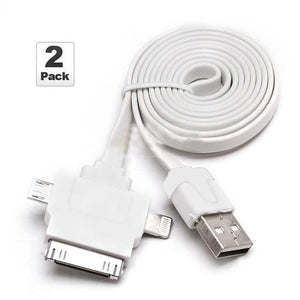2 PACK - 3 in 1 USB Data and Charging Cable, Micro-usb, & 30-pin