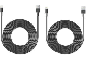 2 PACK: 8 Pin to USB 10 Ft Cable for iPhone 5/6/7 iPad Air (Black)