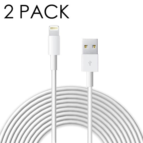 2 PACK: 8 Pin to USB 10 Ft Cable for iPhone 5/6/7/8 &  iPads (White)