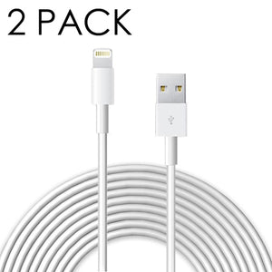 2 PACK: 8 Pin to USB 10 Ft Cable for iPhone 5/6/7/8 &  iPads (White)
