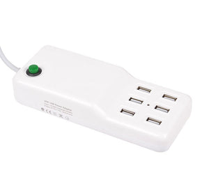 6-Port Rapid Portable USB Desktop Charging Station 12A 60W in White