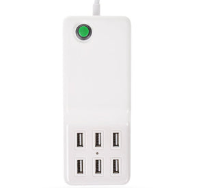 6-Port Rapid Portable USB Desktop Charging Station 12A 60W in White