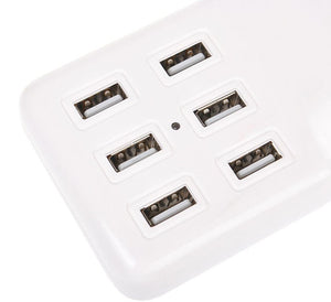 6-Port Rapid Portable USB Desktop Charging Station 12A 60W in White