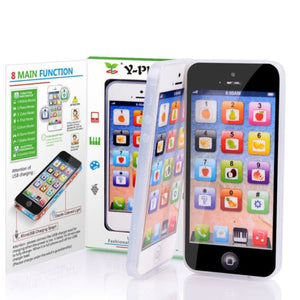 Toy iPhone w/8 Puzzles, LED Lights & Rechargeable Battery