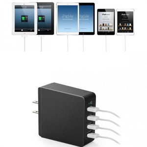 iTD Gear Universal 4-Port USB Super Fast Desktop Home Charger in Black