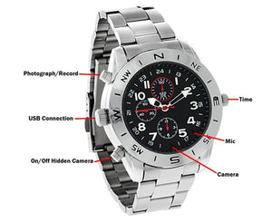 8GB Digital Camera Spy Watch with Built-In Microphone in Silver