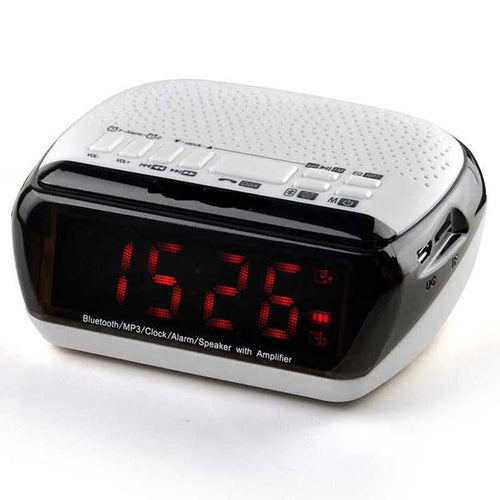 Bluetooth Speaker Alarm Clock w/FM Radio & Memory Card Slot