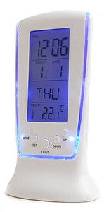 LED Alarm Clock with Blue Backlight Electronic Calendar & Thermometer
