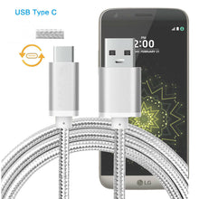2 Pack: USB Type C Nylon Braided - Data Sync & Charging Cables 3 Feet in Silver