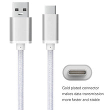 2 Pack: USB Type C Nylon Braided - Data Sync & Charging Cables 3 Feet in Silver