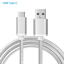 2 Pack: USB Type C Nylon Braided - Data Sync & Charging Cables 3 Feet in Silver