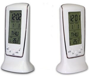LED Alarm Clock with Blue Backlight Electronic Calendar & Thermometer