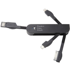 Multi function Swiss Style 4in1-USB Data Sync & Charger Cable 8Pin/30Pin/Micro USB