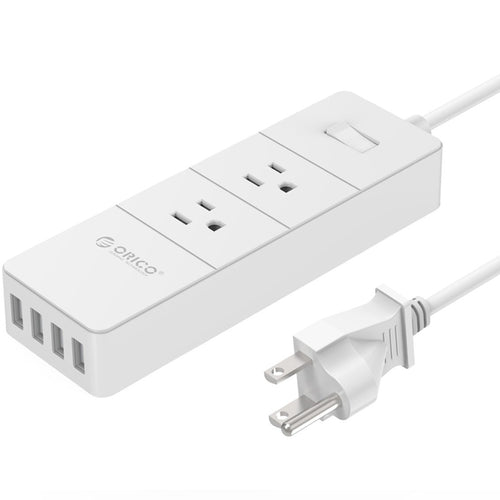 Orico 2 Outlets Power Strip Surge Protector with 4 USB Ports in 5 Feet Power Cord