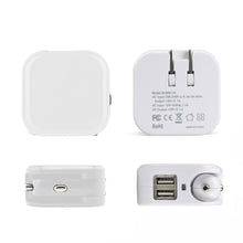 Baytek 2 in 1 Car & Home Charger w 2 USB Charging Ports (AC & DC) in White