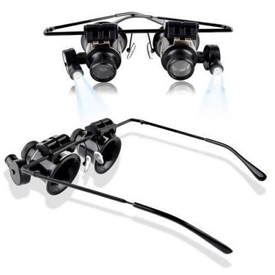 Binocular Magnifier 20x Glasses with LED Light - High Quality