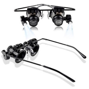 Binocular Magnifier 20x Glasses with LED Light - High Quality