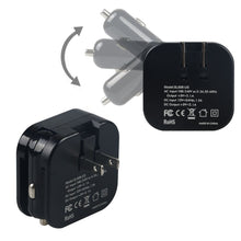 Baytek 2 in 1 Car & Home Charger w 2 USB Charging Ports (AC & DC) in Black