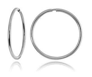 18-Karat White Gold-Plated Stainless Steel Hoop Earrings