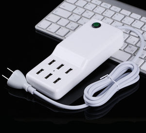 6-Port Rapid Portable USB Desktop Charging Station 12A 60W in White