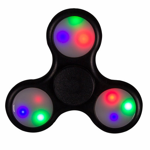 2 Pack: Black LED Light Fidget Tri Spinner Focus Toys ABS Finger Ball For Kids and Adult