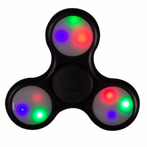 2 Pack: Black LED Light Fidget Tri Spinner Focus Toys ABS Finger Ball For Kids and Adult