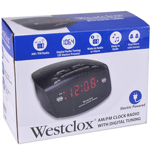 Westclox 80209 AM/FM Dual Alarm Clock Radio with Digital Tuning in Black