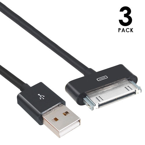3 PACK: 30 Pin to USB 3 Foot Cable for iPod/iPhone/iPad in Black
