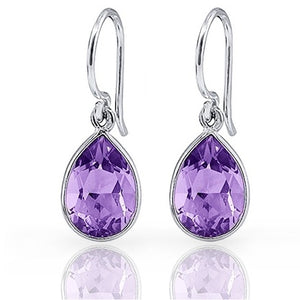 3.00 CTTW Genuine Amethyst Drop Earrings in Sterling Silver