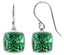 5.00 CTTW Cushion Shaped Emerald Drop Earrings in Solid Sterling Silver