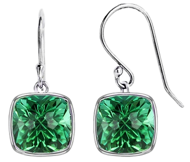 5.00 CTTW Cushion Shaped Emerald Drop Earrings in Solid Sterling Silver