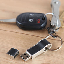 Leather 8GB Flash Drive With Keychain In Black
