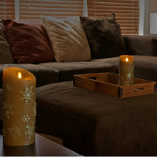Luminara 9 inch Snowflake Embossed Flameless Flickering Candle with Timer