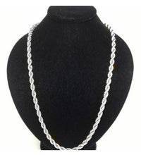 24 inch 18kt White Gold Plated Over Stainless Steel Rope Chain