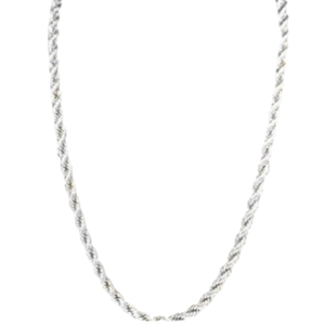 24 inch 18kt White Gold Plated Over Stainless Steel Rope Chain