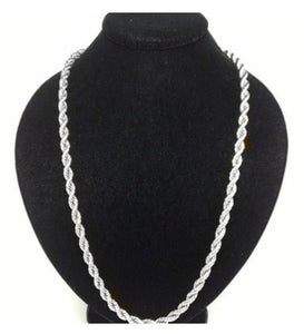 24 inch 18kt White Gold Plated Over Stainless Steel Rope Chain