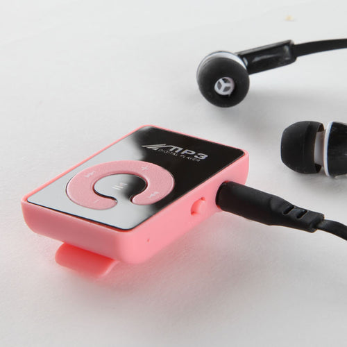 MP3 Player w/SD Card Expansion Slot & Mirror Front in Pink