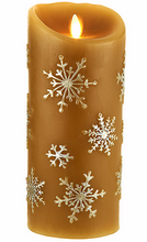 Luminara 9 inch Snowflake Embossed Flameless Flickering Candle with Timer