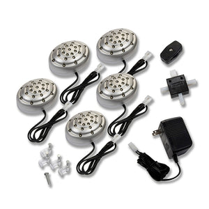 AmerTac Amerelle LED Accent Puck Lighting Kit with 5 LED Lamps in Nickel