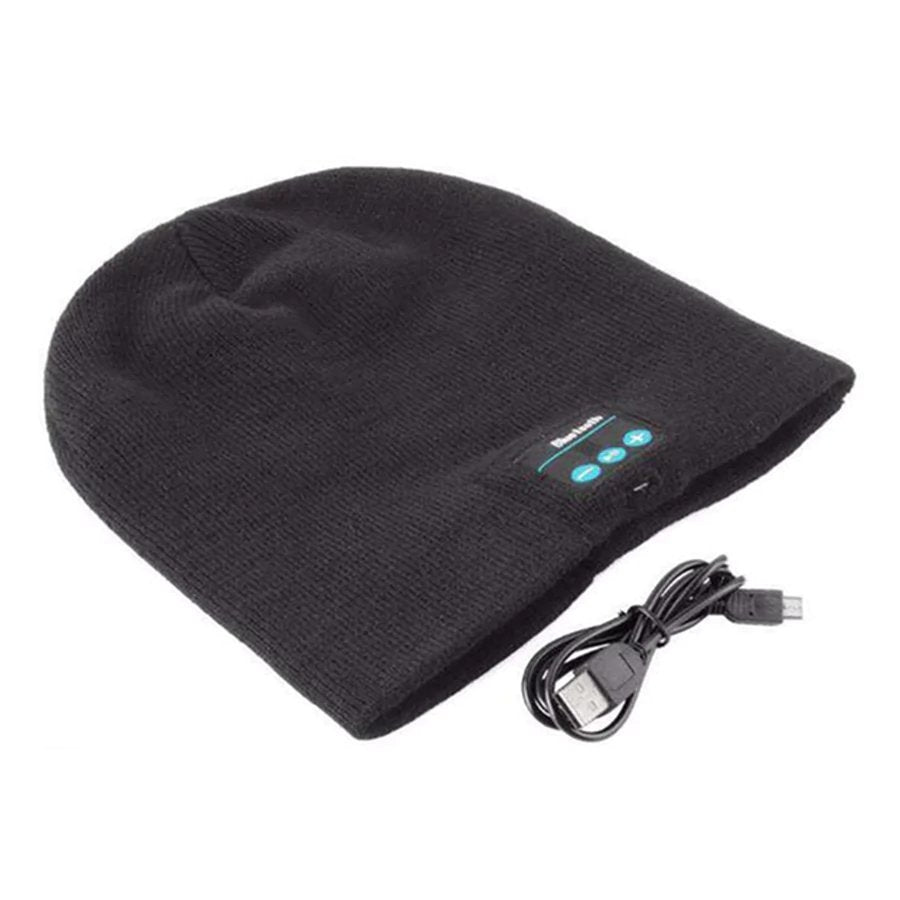 Wireless Bluetooth Beanie Hat with Built-In Headphones in Black