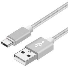 2 Pack: USB Type C Nylon Braided - Data Sync & Charging Cables 3 Feet in Silver