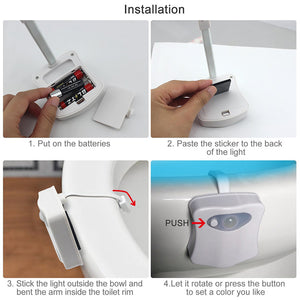 8-Color Motion Activated Toilet Nightlight (Fits ANY Toilet)