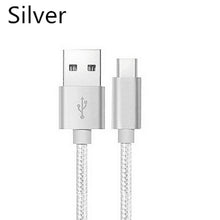 2 Pack: USB Type C Nylon Braided - Data Sync & Charging Cables 6 Foot in Silver