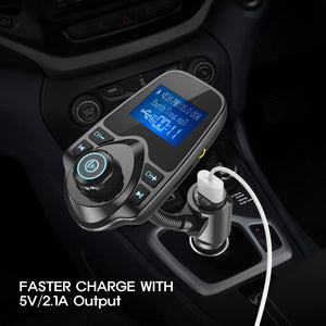 Bluetooth Wireless In-Car FM Transmitter Radio Adapter w/5V 2.1A USB Port