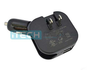Baytek 2 in 1 Car & Home Charger w 2 USB Charging Ports (AC & DC) in Black